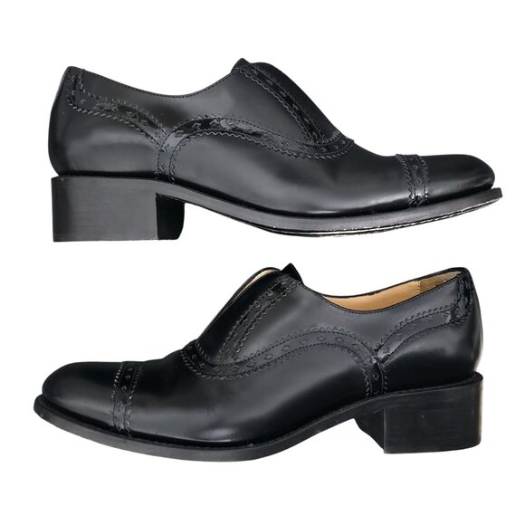 The Office of Angela Scott Ms. Arzner Slip On Black Oxford Leather Loafer EU 39 - Picture 5 of 12